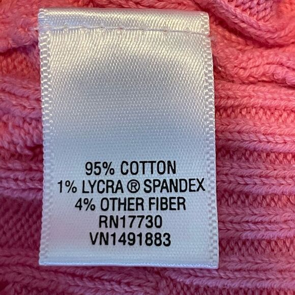 Vintage Merona Cable Knit Sweater Bright Pink Cotton Crewneck Long Sleeve M - Picture 4 of 5